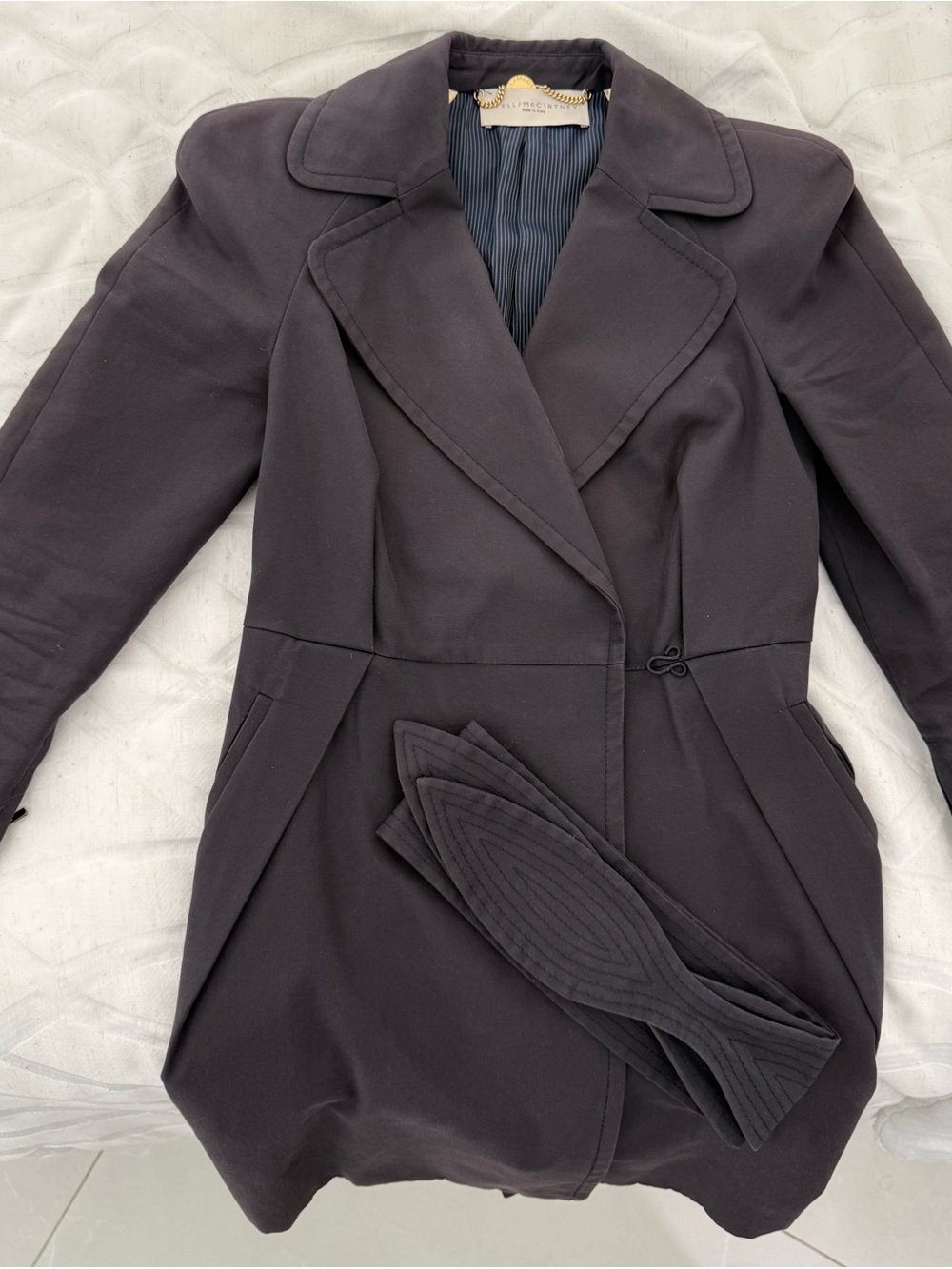 Stella McCartney Women's Grey/Navy Jacket With Detachable Belt